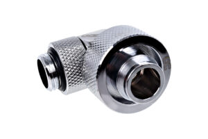 Alphacool Eiszapfen 1/2" ID x 3/4" OD G1/4 90° Rotatable Compression Fitting - Chrome (17243) – 1011172